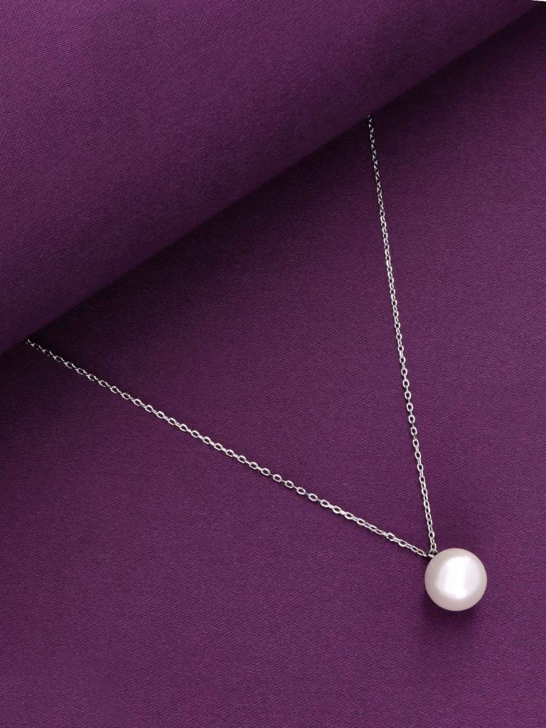 Sterling Silver Pearly White Necklace : NLCS439-S-NA