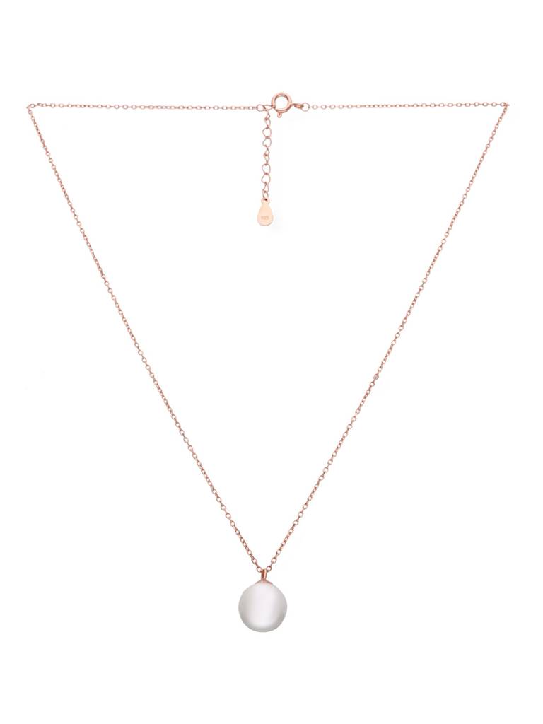 Sterling Silver Rose Gold Pearly White Necklace : NLCS440-RG-NA