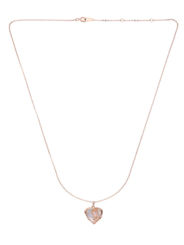 Sterling Silver Rose Gold A Hearty Rose Of Love Casual Chain Necklace : NLCS474-RG-NA