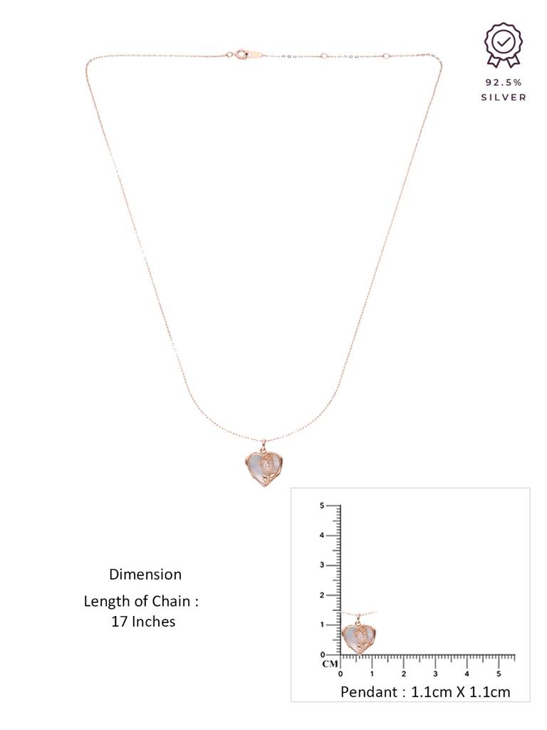 Sterling Silver Rose Gold A Hearty Rose Of Love Casual Chain Necklace : NLCS474-RG-NA