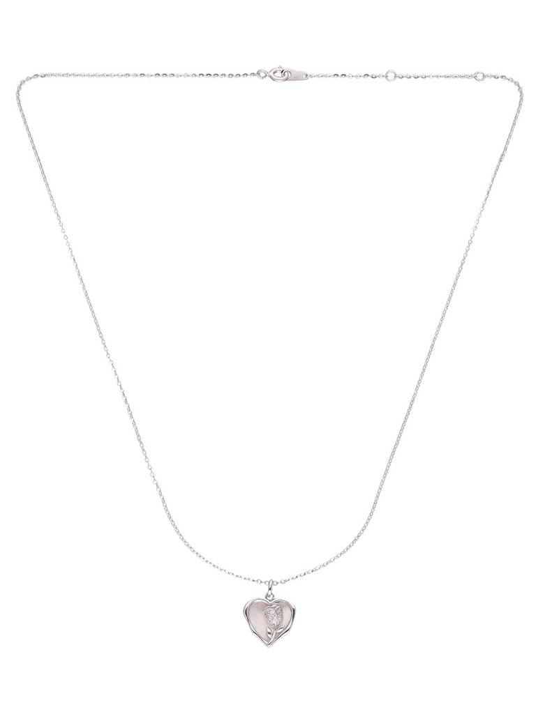 Sterling Silver A Hearty Rose Of Love Casual Chain Necklace : NLCS474-S-NA