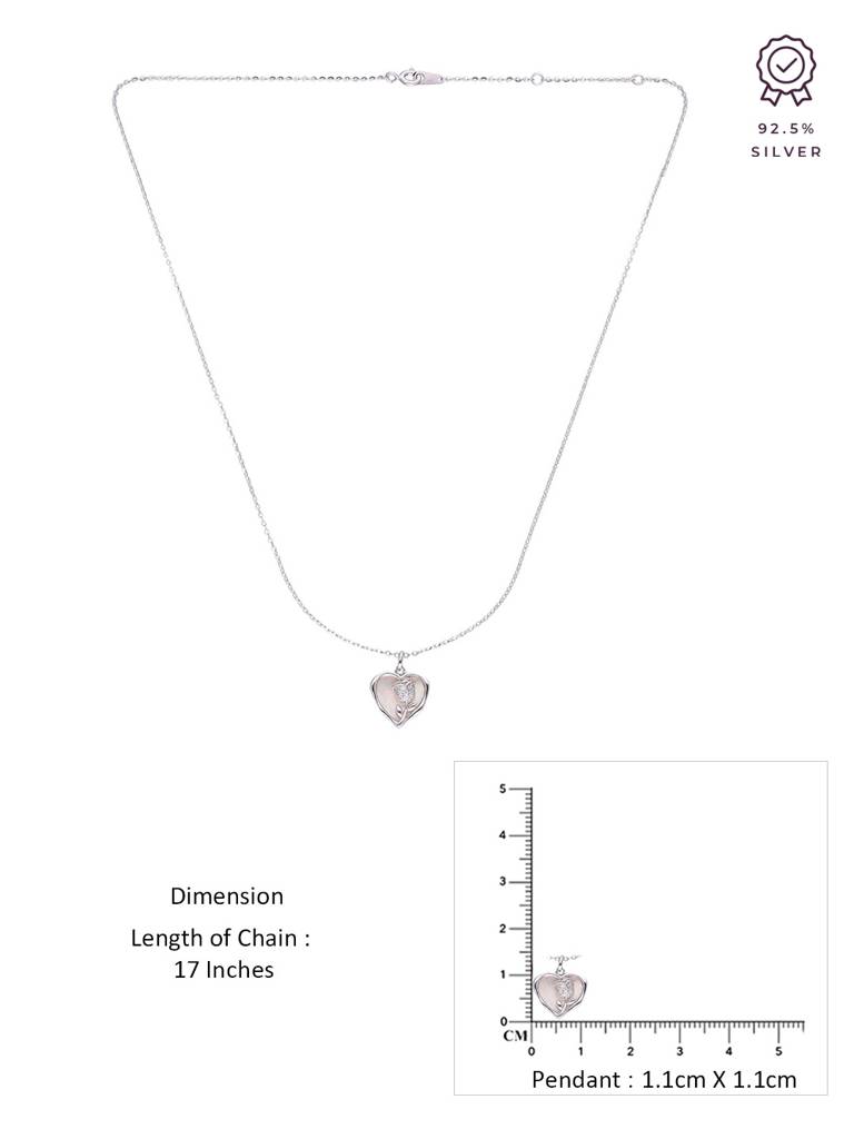 Sterling Silver A Hearty Rose Of Love Casual Chain Necklace : NLCS474-S-NA