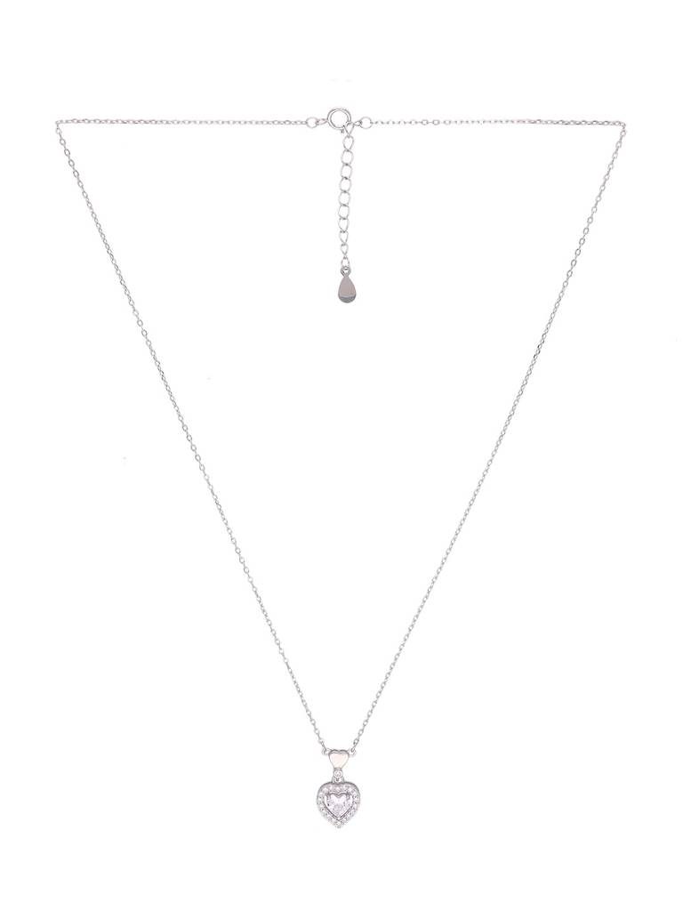 Sterling Silver Dainty Heart Diamond Studded Chain Necklace : NLCS485-S-NA