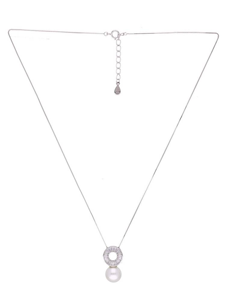 Sterling Silver Pearly Encrust Chain Necklace & Earrings Set : NLCS494-S-NA