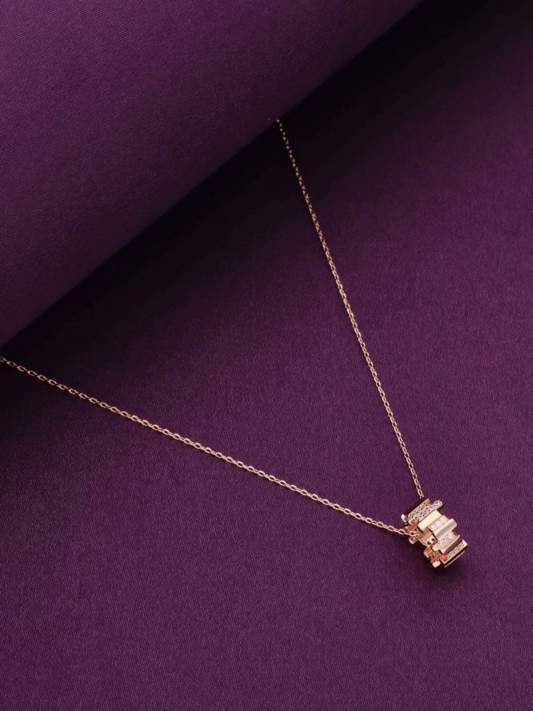 Sterling Silver Rose Gold Eternal Circle Ring Pendant Necklace : NLCS496-RG-NA