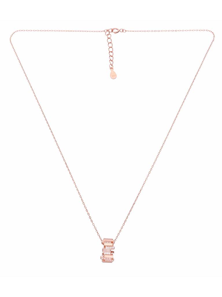 Sterling Silver Rose Gold Eternal Circle Ring Pendant Necklace : NLCS496-RG-NA