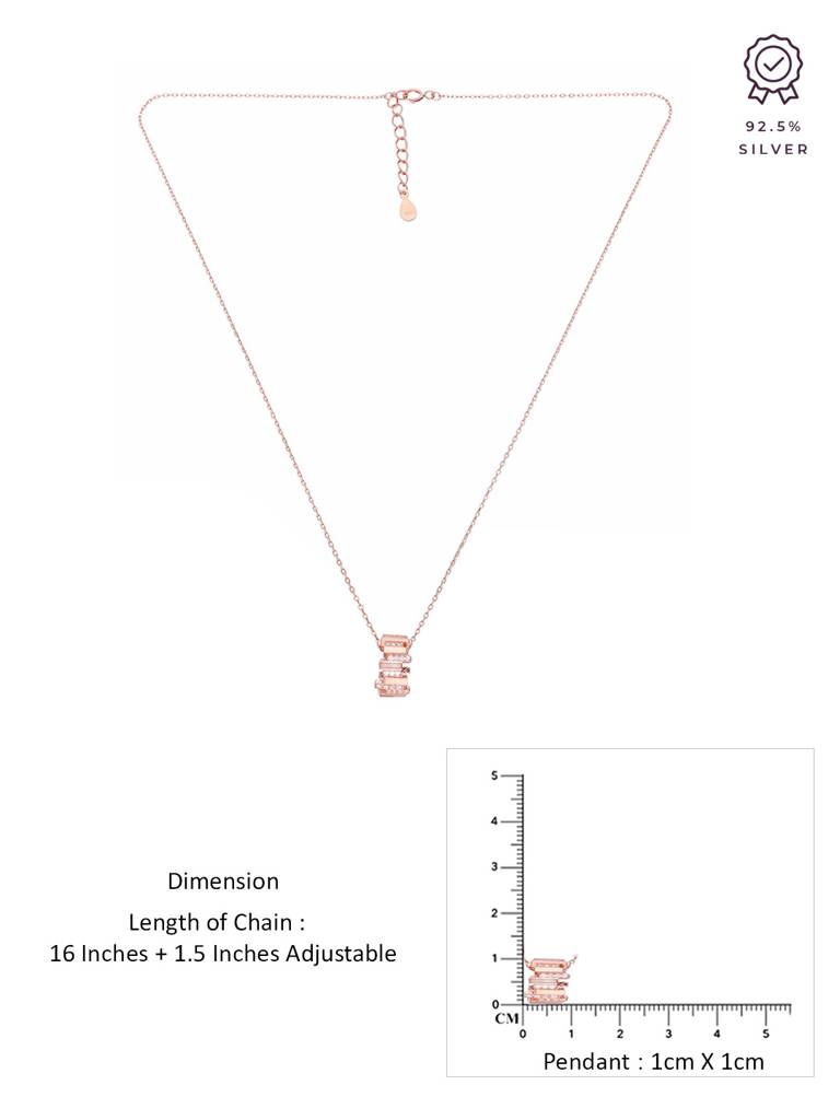 Sterling Silver Rose Gold Eternal Circle Ring Pendant Necklace : NLCS496-RG-NA