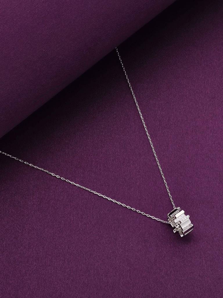 Sterling Silver Eternal Circle Ring Pendant Necklace : NLCS496-S-NA