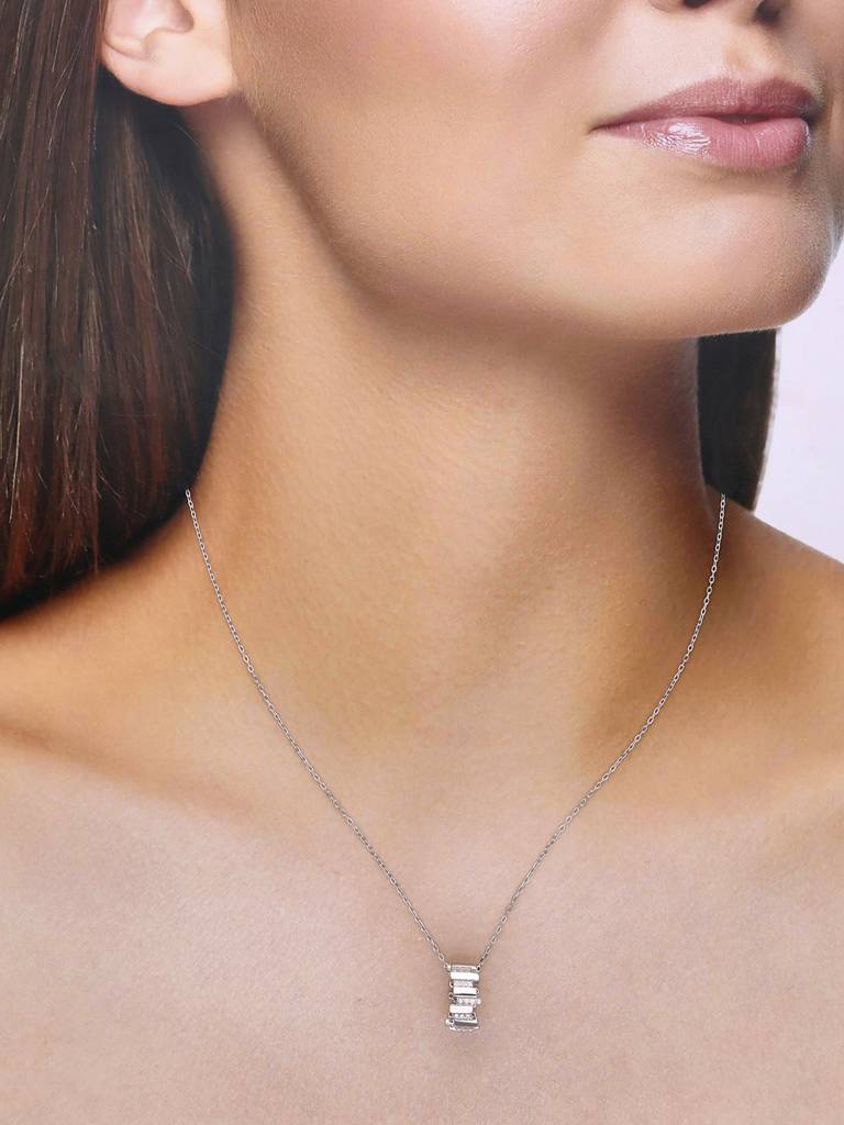 Sterling Silver Eternal Circle Ring Pendant Necklace : NLCS496-S-NA