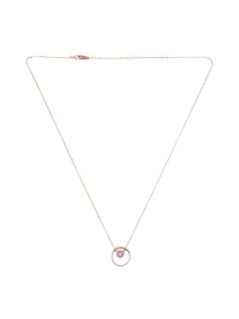 Sterling Silver Rose Gold Pink Circular Zircon Necklace : NLCS500-RG-NA