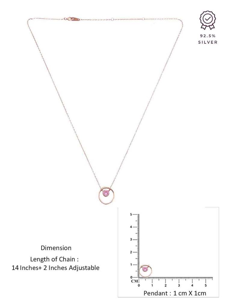 Sterling Silver Rose Gold Pink Circular Zircon Necklace : NLCS500-RG-NA