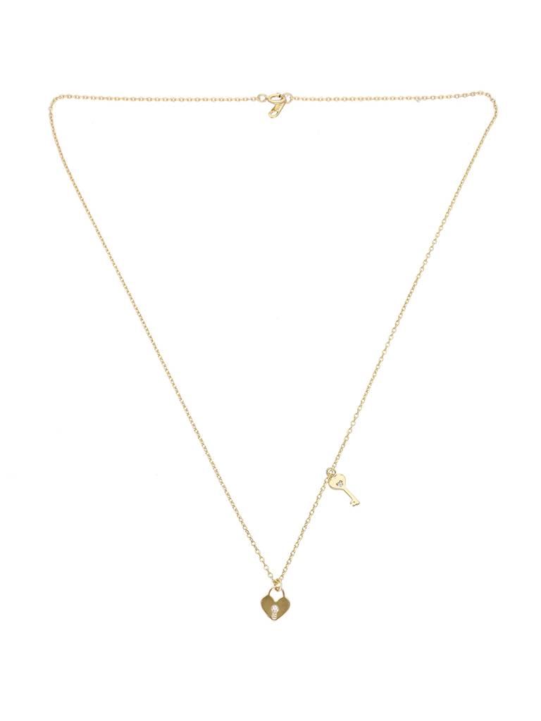 Sterling Silver Gold Heart Lock & Key Necklace : NLCS501-G-NA