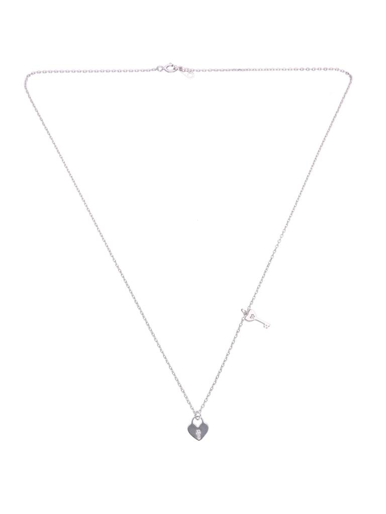 Sterling Silver Heart Lock & Key Necklace : NLCS501-S-NA