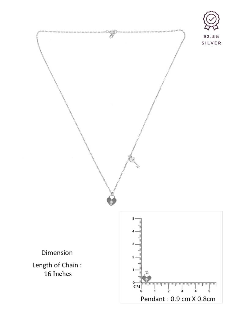 Sterling Silver Heart Lock & Key Necklace : NLCS501-S-NA