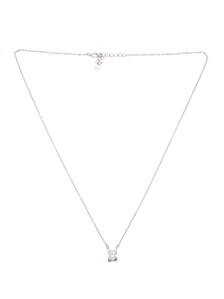 Sterling Silver Single Solitaire Necklace : NLCS504-S-NA