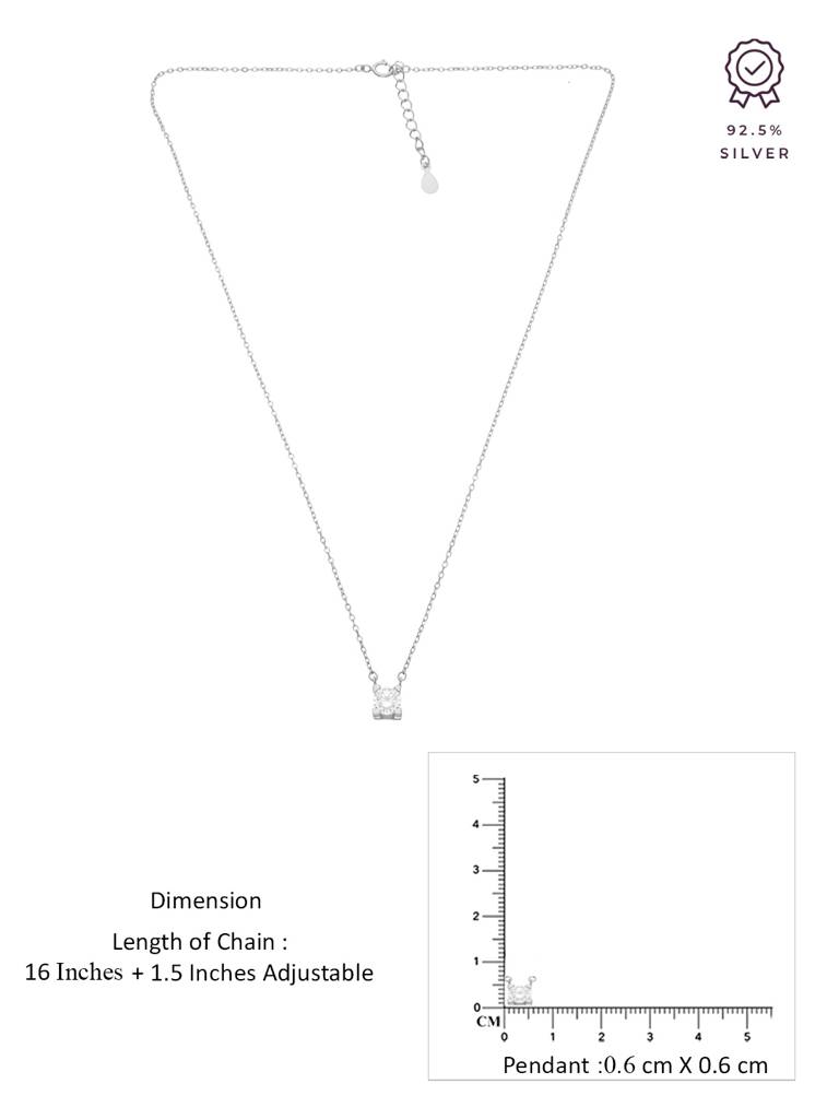 Sterling Silver Single Solitaire Necklace : NLCS504-S-NA