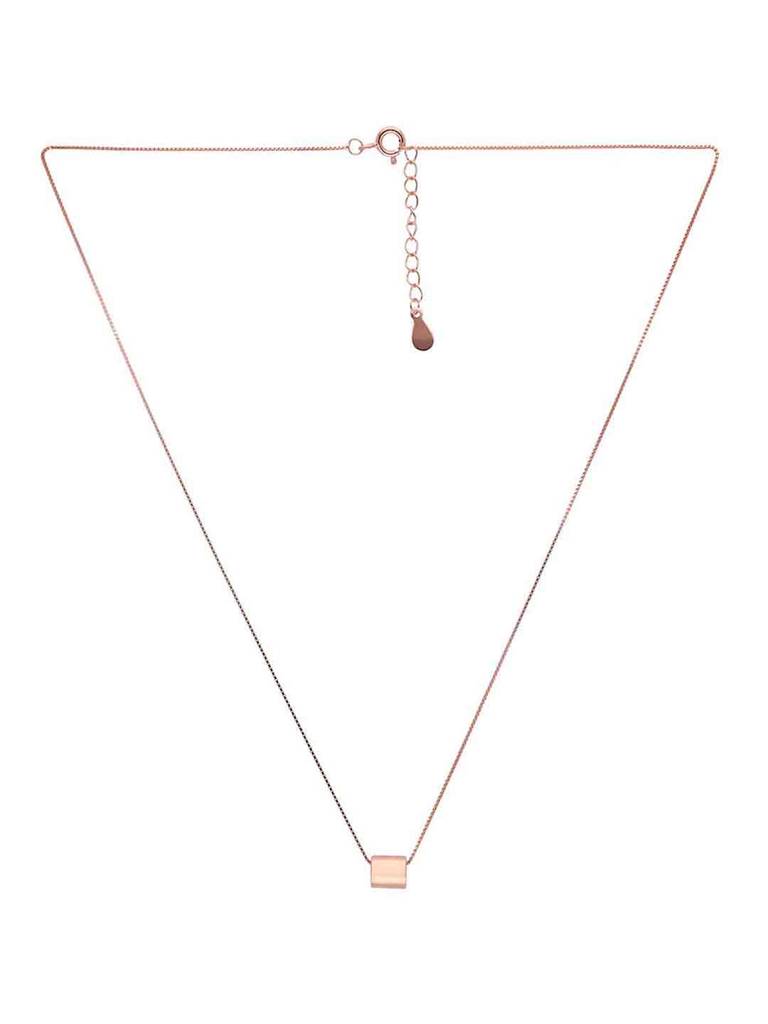 Sterling Silver Rose Gold Minimalist Silver Circular Pendant Necklace : NLCS509-RG-NA