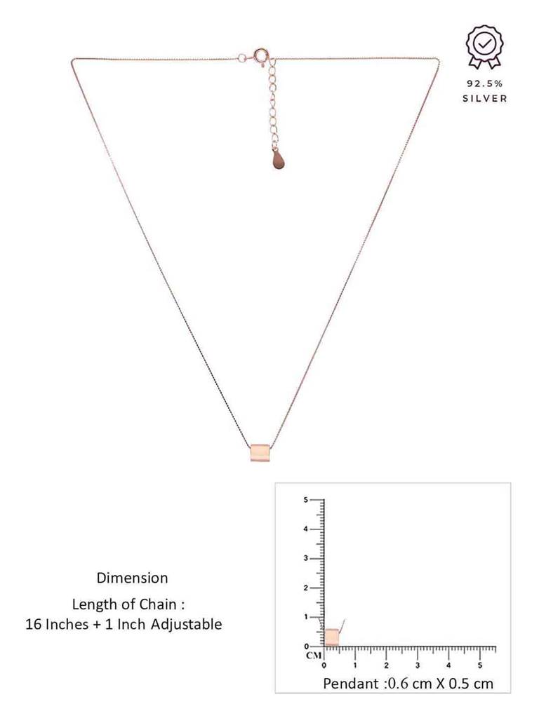 Sterling Silver Rose Gold Minimalist Silver Circular Pendant Necklace : NLCS509-RG-NA