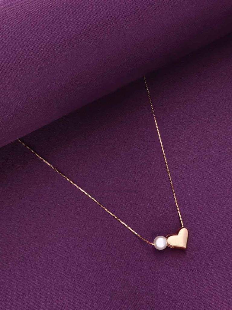 Sterling Silver Rose Gold Chic Heart & Pear Necklace : NLCS512-RG-NA