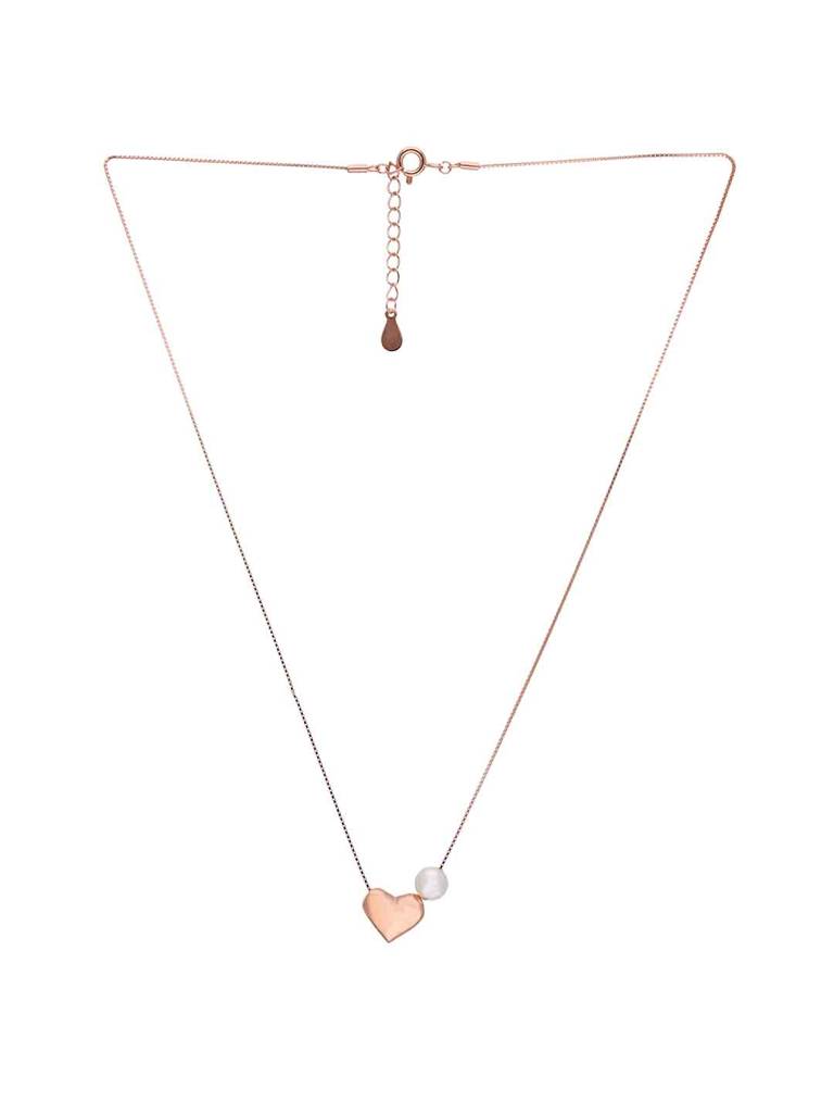 Sterling Silver Rose Gold Chic Heart & Pear Necklace : NLCS512-RG-NA