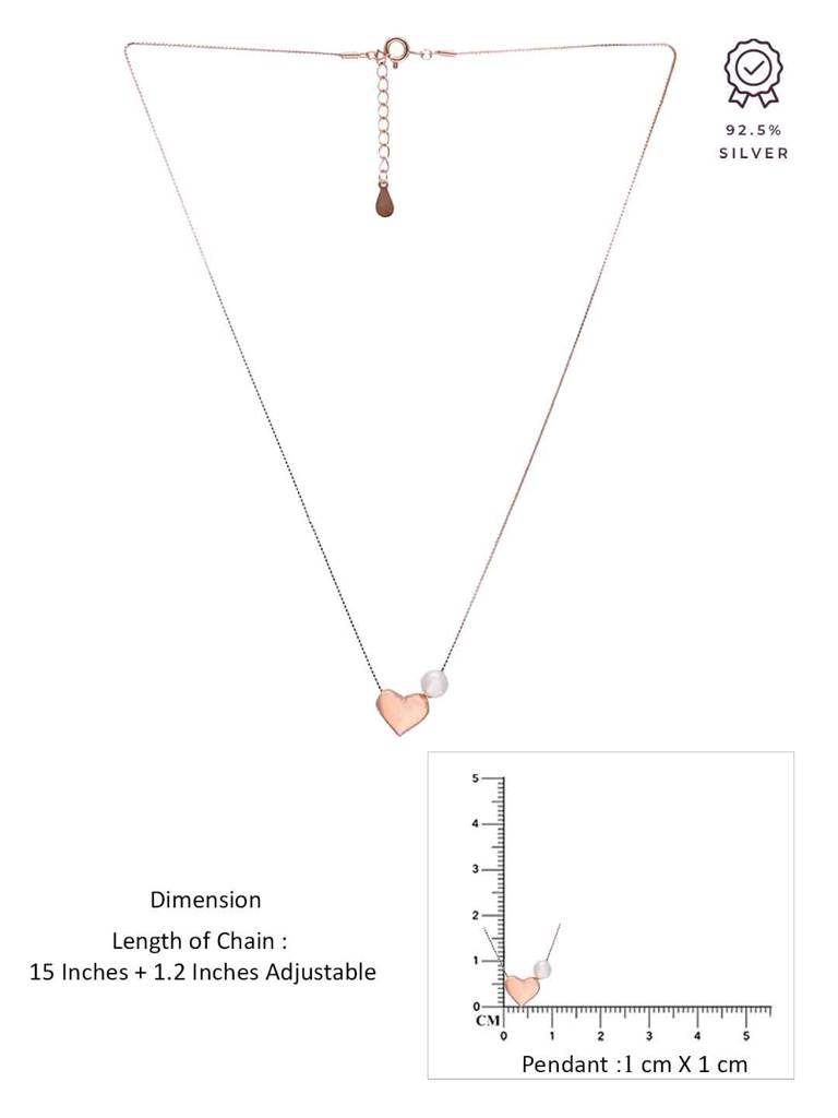 Sterling Silver Rose Gold Chic Heart & Pear Necklace : NLCS512-RG-NA