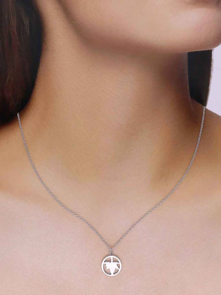 Sterling Silver Minimalistic Maple Necklace : NLCS513-S-NA