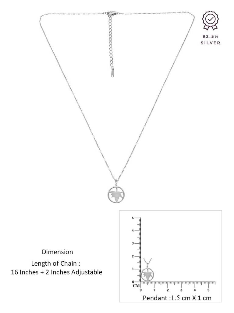 Sterling Silver Minimalistic Maple Necklace : NLCS513-S-NA