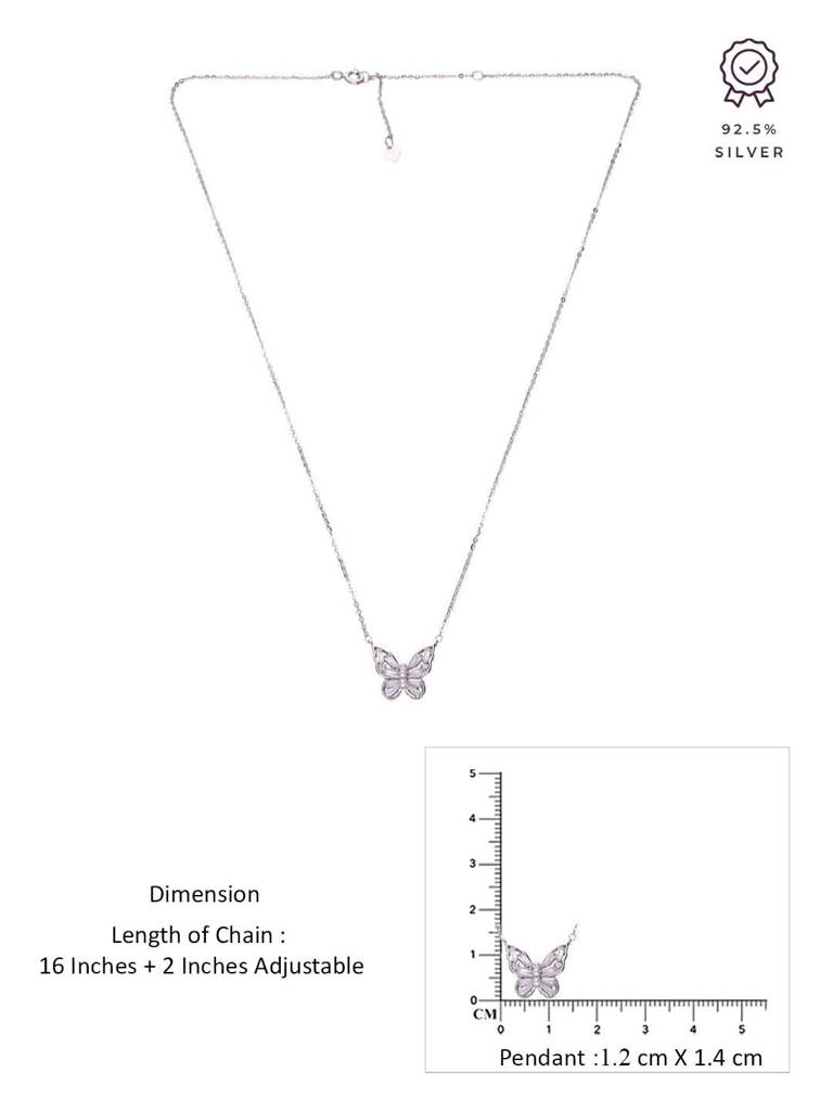 Sterling Silver Pearl Encrusted Butterfly Necklace : NLCS516-S-NA