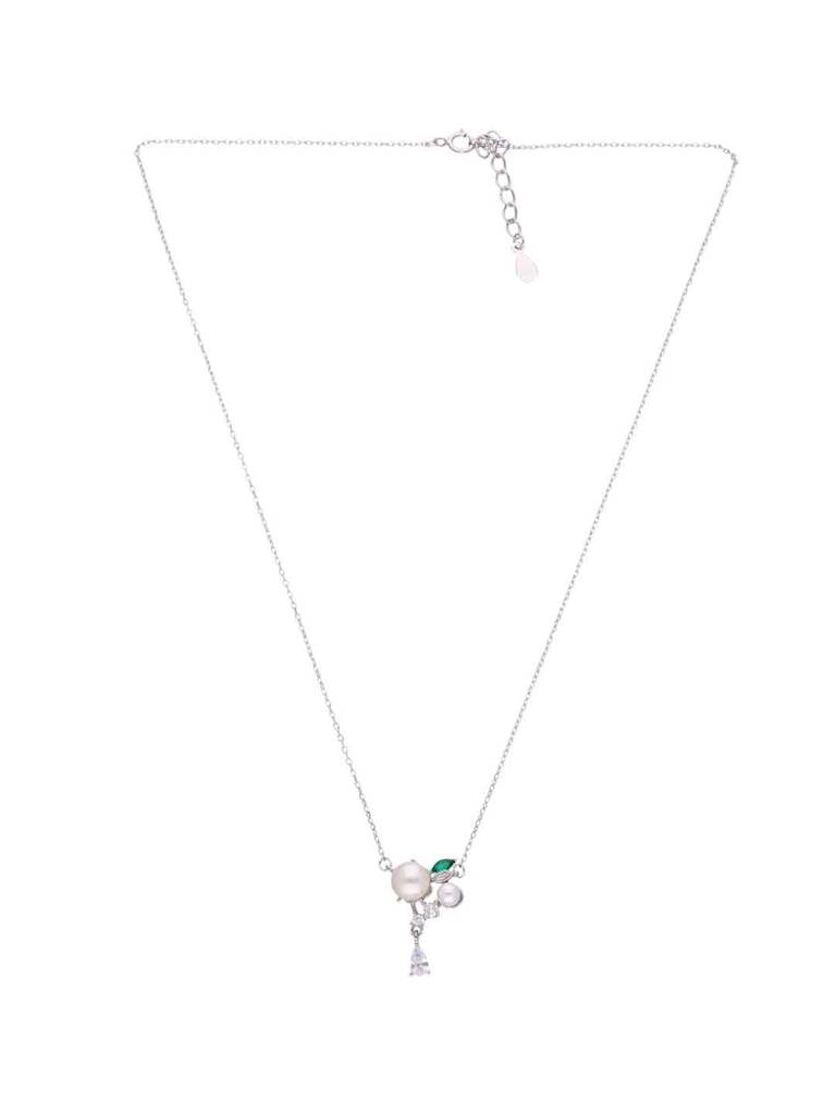 Sterling Silver Solitaire Drop Necklace : NLCS517-S-NA