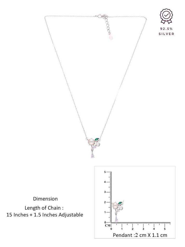 Sterling Silver Solitaire Drop Necklace : NLCS517-S-NA