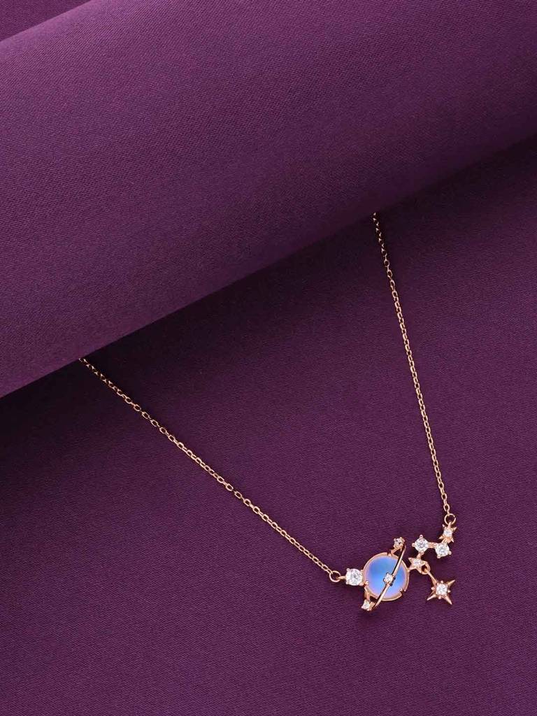 Sterling Silver Rose Gold Starry Night Casual Silver Necklace Necklace : NLCS519-RG-NA