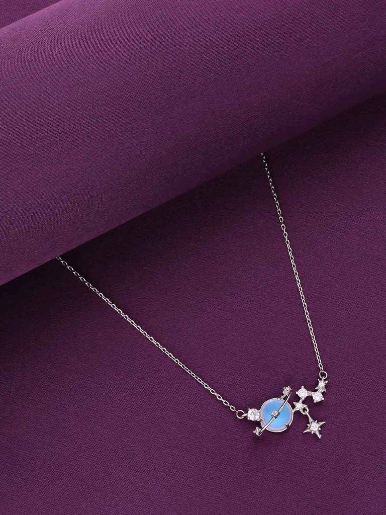 Sterling Silver Starry Night Casual Silver Necklace Necklace : NLCS519-S-NA