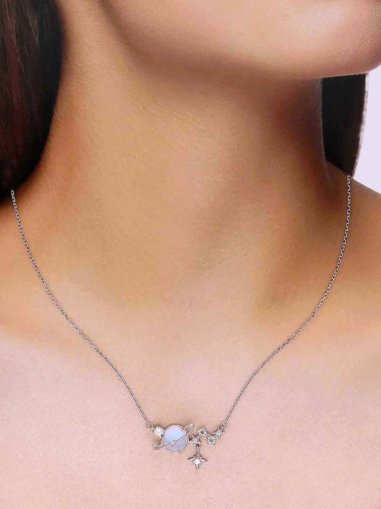 Sterling Silver Starry Night Casual Silver Necklace Necklace : NLCS519-S-NA