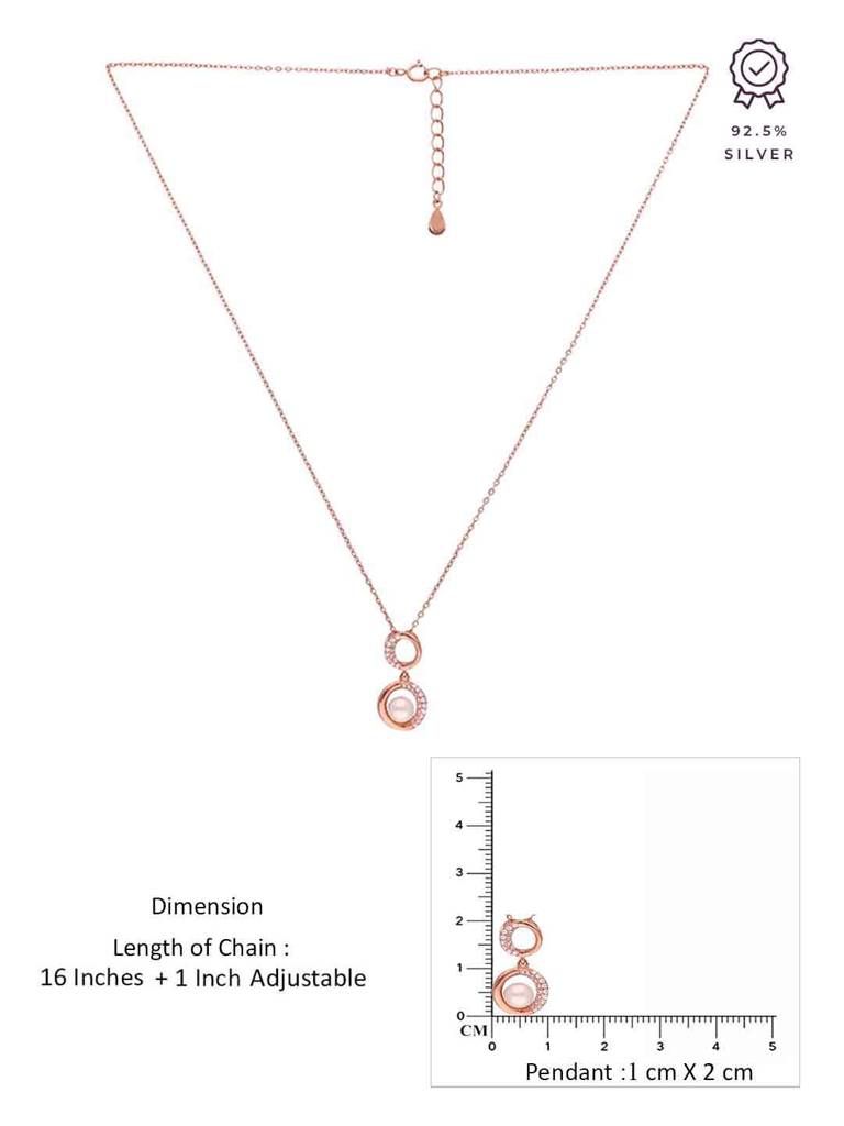 Sterling Silver Rose Gold Pearl Accent Necklace : NLCS520-RG-NA