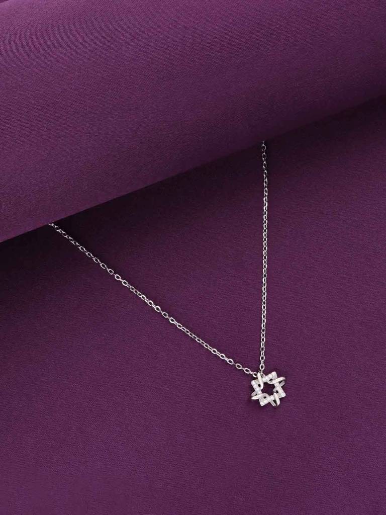 Sterling Silver Elegant Square Necklace : NLCS523-S-NA