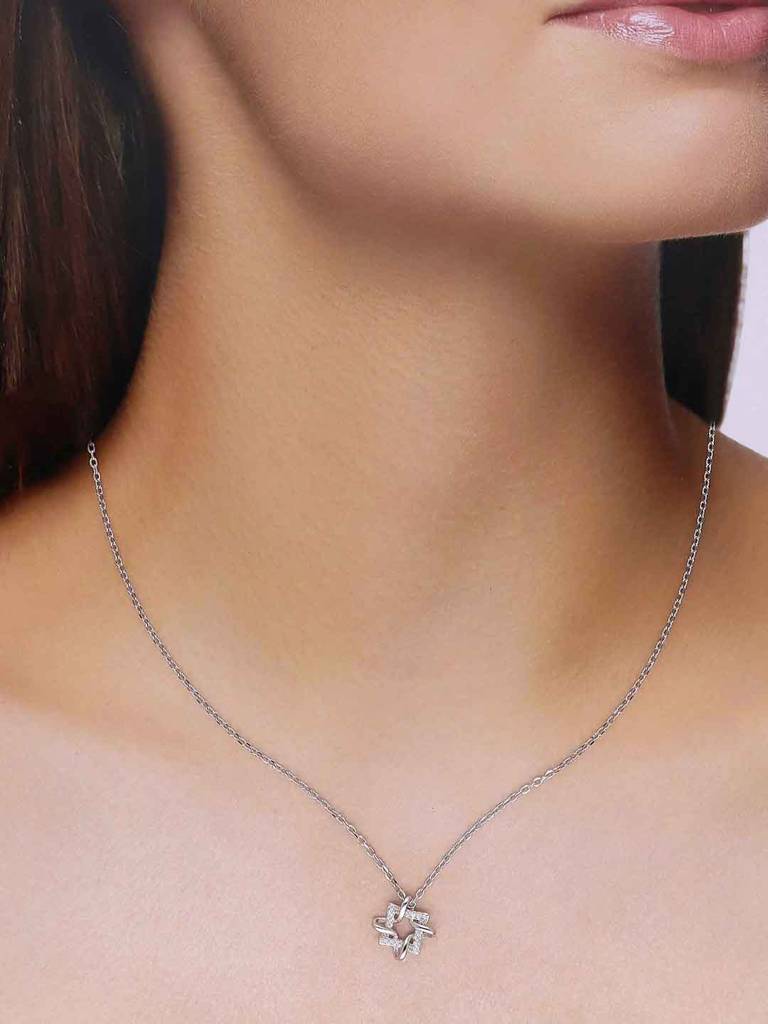 Sterling Silver Elegant Square Necklace : NLCS523-S-NA