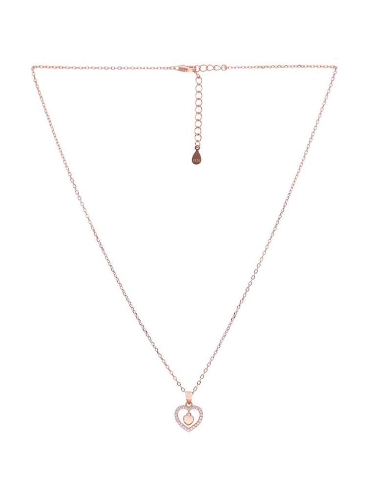 Sterling Silver Rose Gold Zircon Studded Heart Necklace : NLCS526-RG-NA