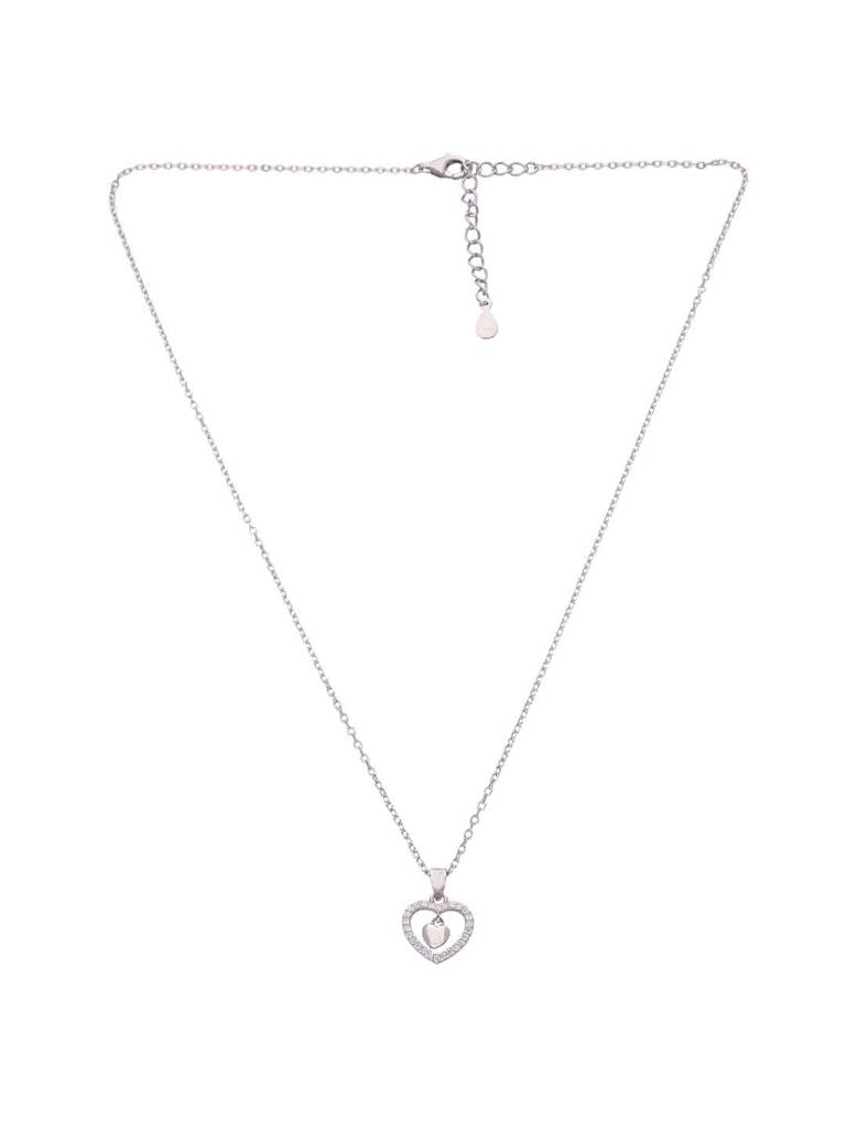 Sterling Silver Zircon Studded Heart Necklace : NLCS526-S-NA