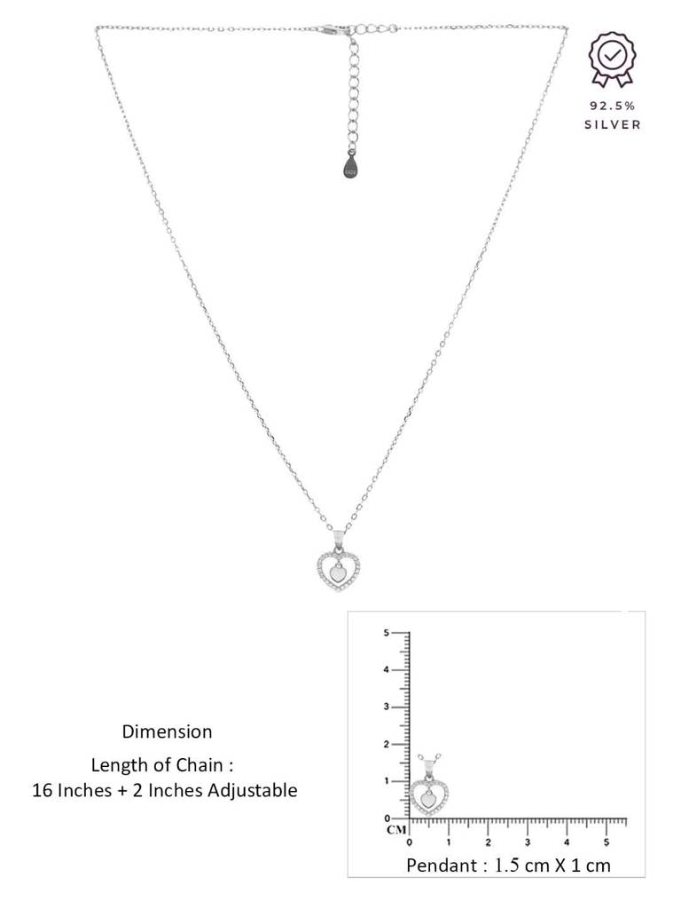Sterling Silver Zircon Studded Heart Necklace : NLCS526-S-NA