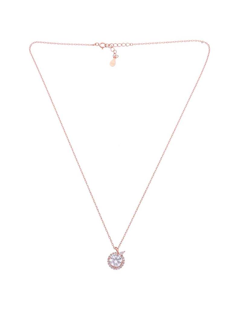 Sterling Silver Rose Gold Solitaire Necklace : NLCS530-RG-NA