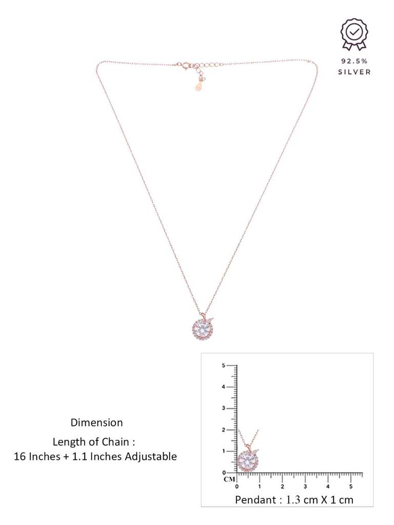 Sterling Silver Rose Gold Solitaire Necklace : NLCS530-RG-NA