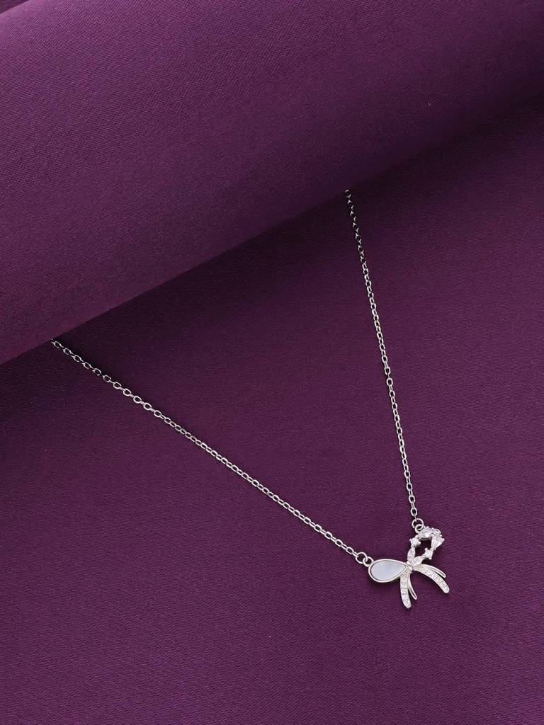Sterling Silver Chic Bow Necklace : NLCS531-S-NA
