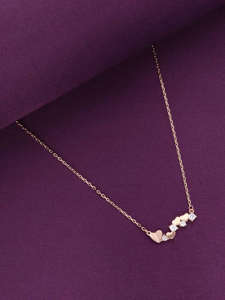 Sterling Silver Rose Gold Zircon Heart Necklace : NLCS536-RG-NA