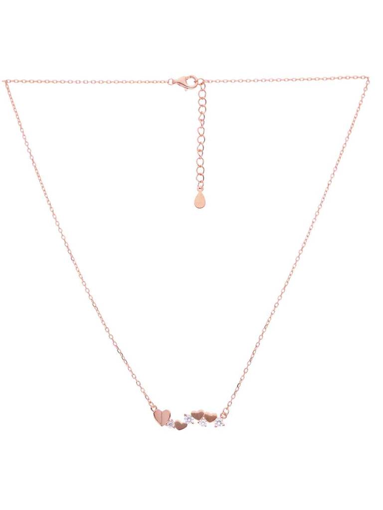 Sterling Silver Rose Gold Zircon Heart Necklace : NLCS536-RG-NA