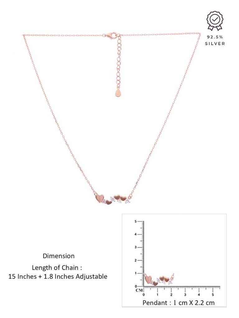 Sterling Silver Rose Gold Zircon Heart Necklace : NLCS536-RG-NA