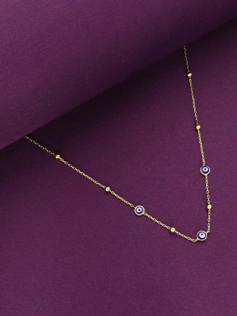 Sterling Silver Gold Evil Eye Beads Chain Necklace : NLCS546-G-NA