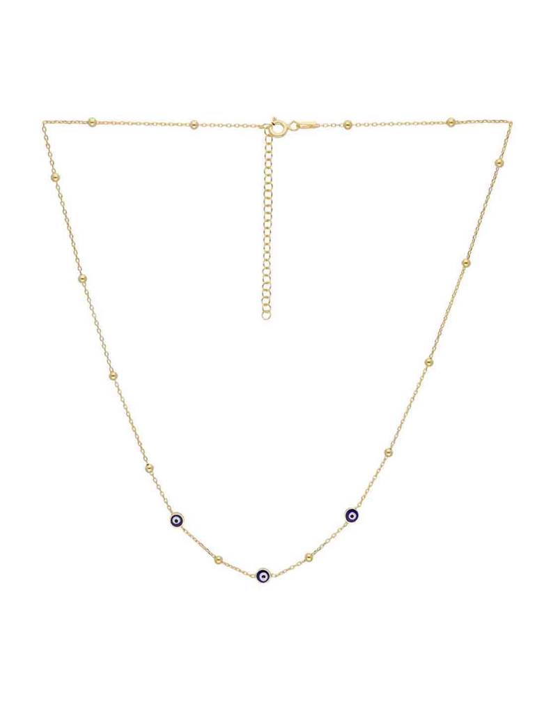 Sterling Silver Gold Evil Eye Beads Chain Necklace : NLCS546-G-NA