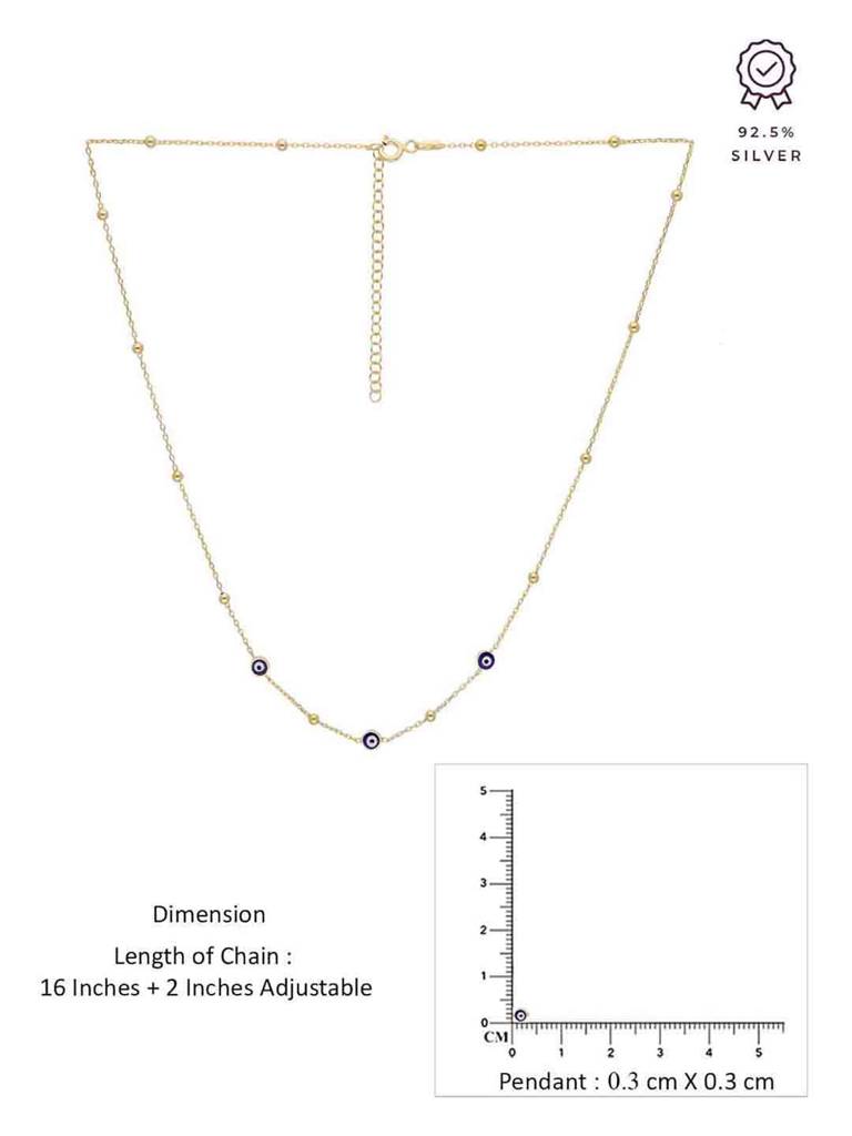 Sterling Silver Gold Evil Eye Beads Chain Necklace : NLCS546-G-NA