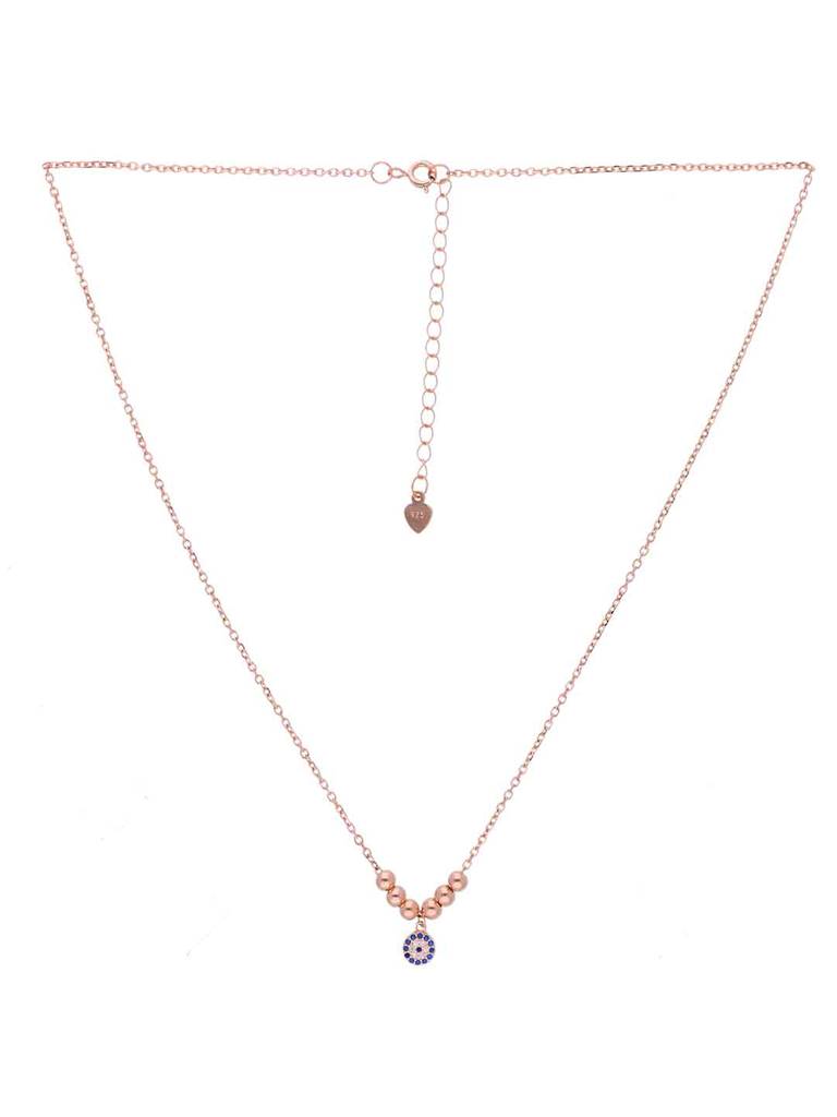 Sterling Silver Rose Gold Casual Evil Eye Necklace : NLCS548-RG-NA