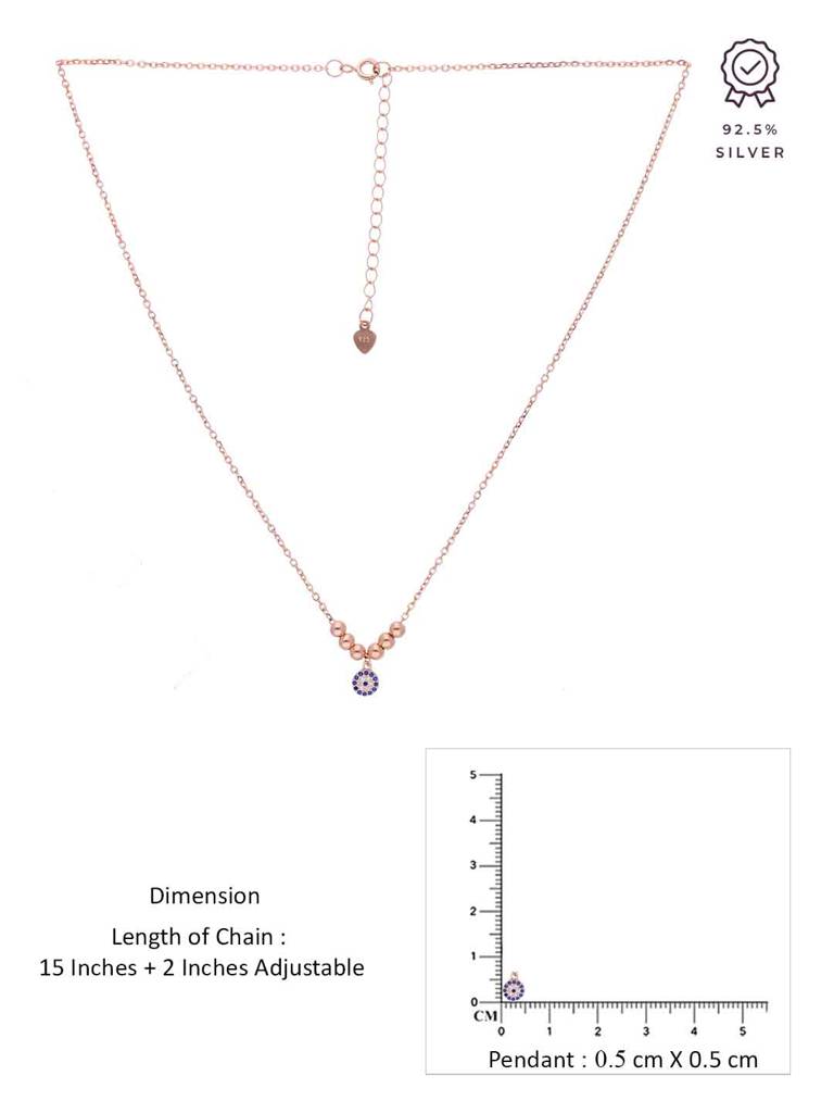 Sterling Silver Rose Gold Casual Evil Eye Necklace : NLCS548-RG-NA